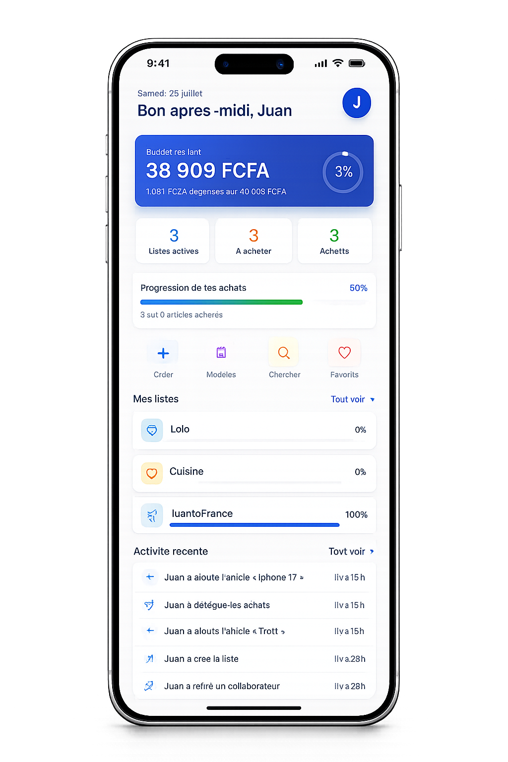 L'application Emplette sur iPhone